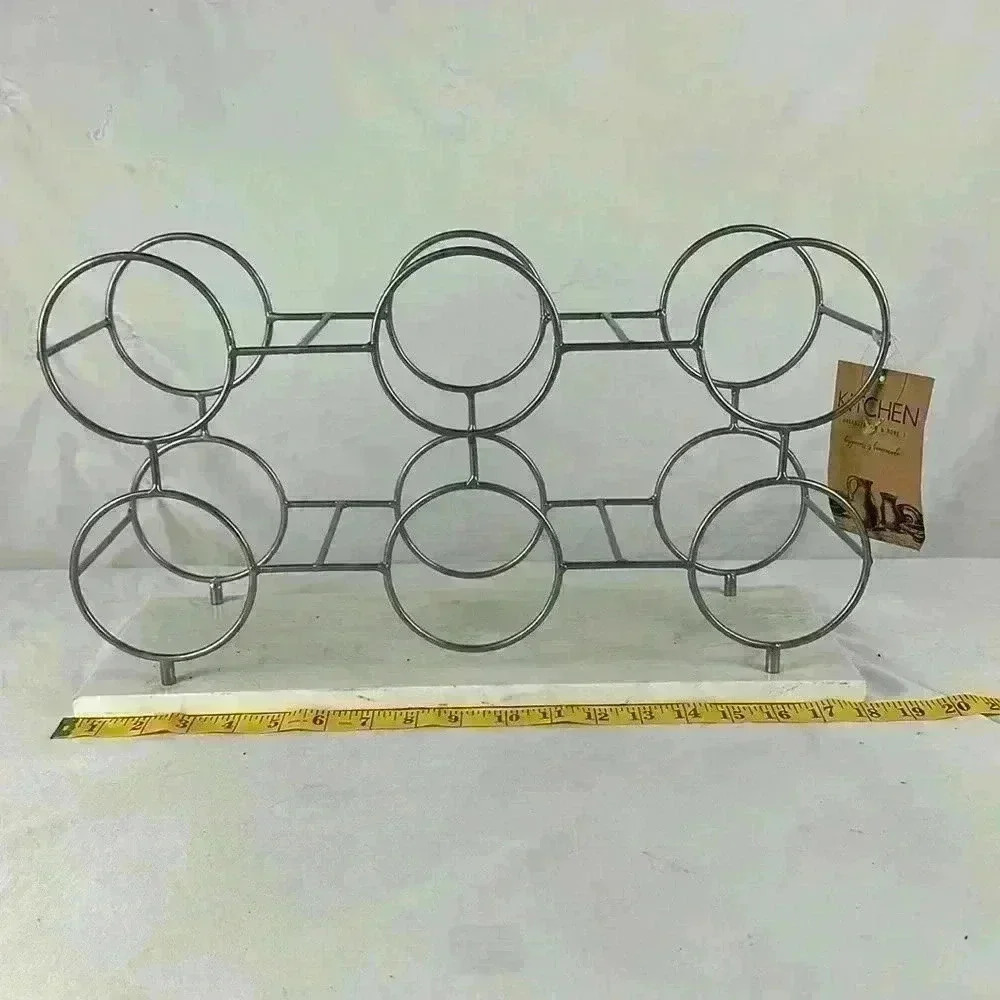Silver Wine Rack on White Stone Base-NWT!